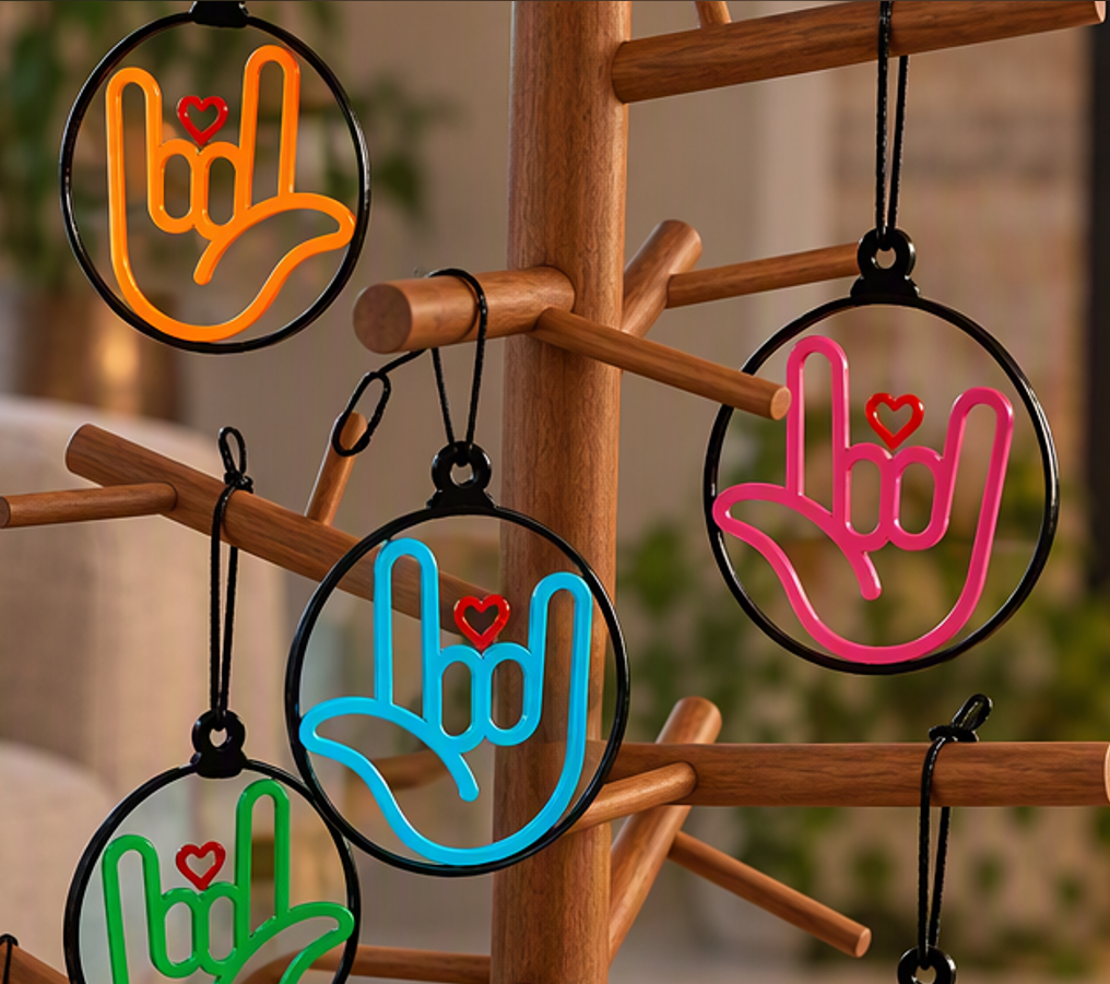 ASL "I Love You" Heart Ornament Circle - Single Color